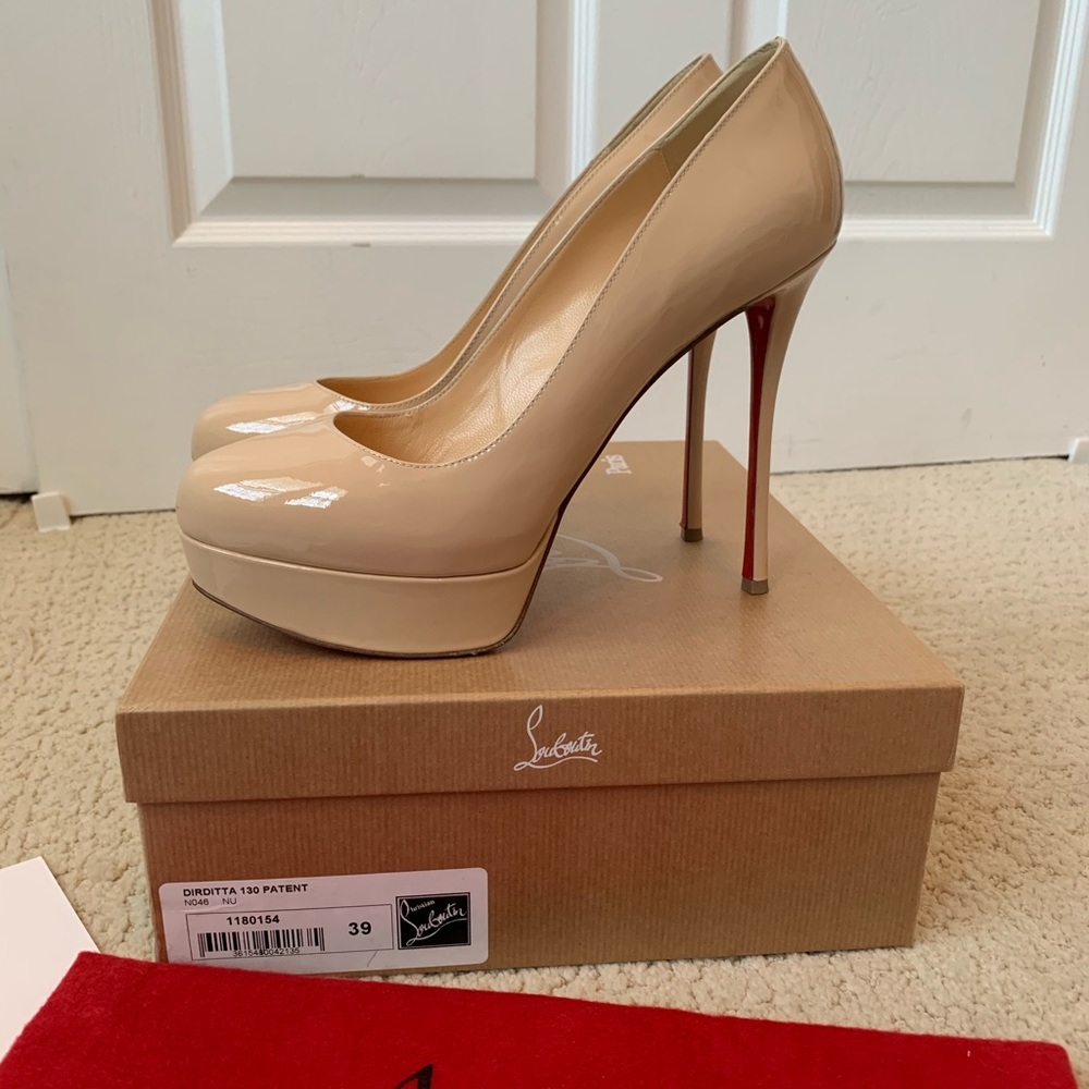 🔥 Christian Louboutin Dirditta 130 Nude Patent